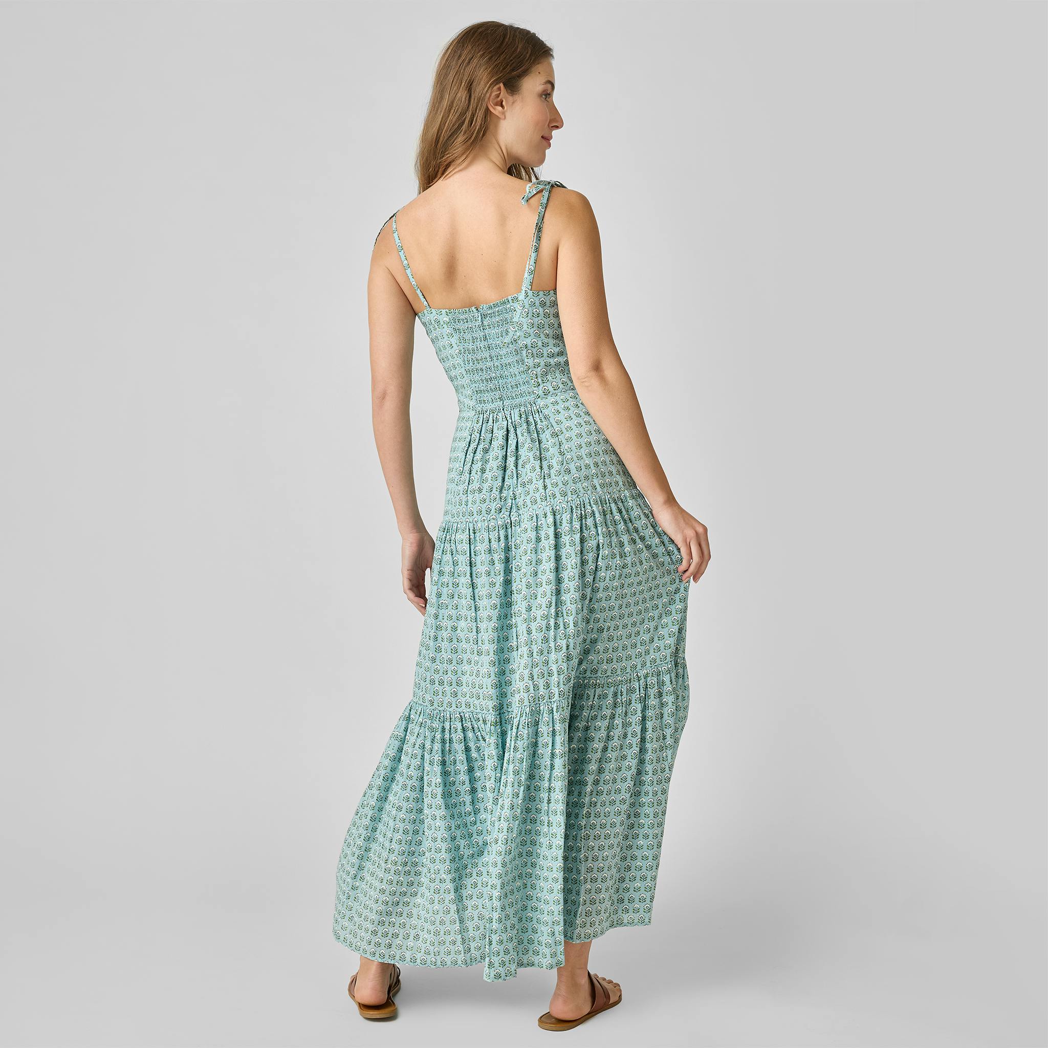 Womens Marilyn Dress - Blue Prairie Block Print