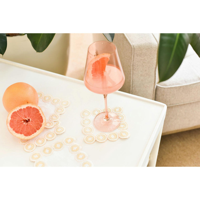 Blush Arabesque Trim Cocktail Napkins