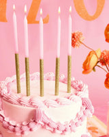Pink + Gold Glitter Candles - 10 birthday candles