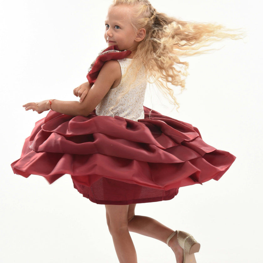 Burgundy Ladera Tiered Ruffle Dress