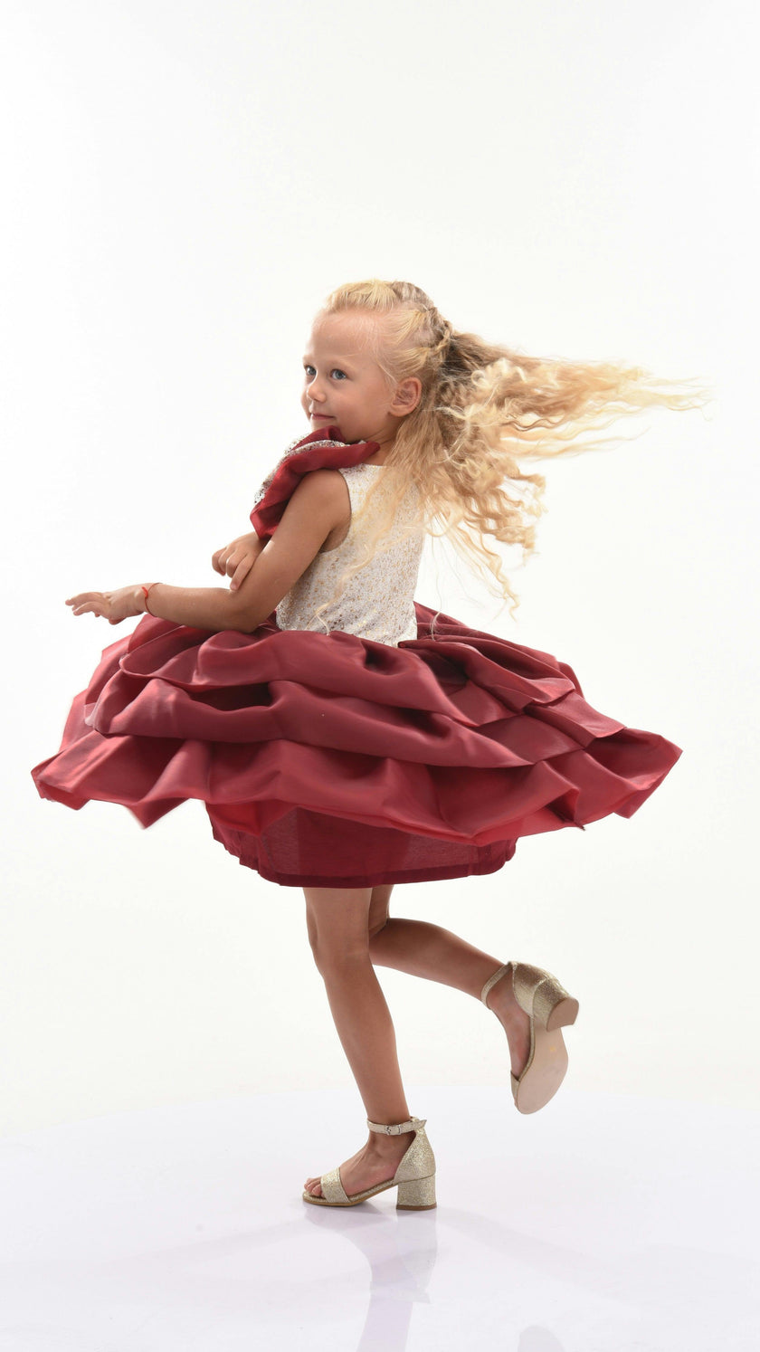 Burgundy Ladera Tiered Ruffle Dress
