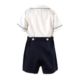 Peter Pan Collar Smocked Shirt And Short Set