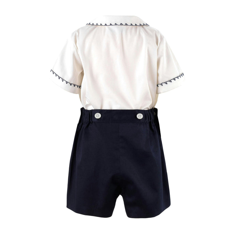 Peter Pan Collar Smocked Shirt And Short Set