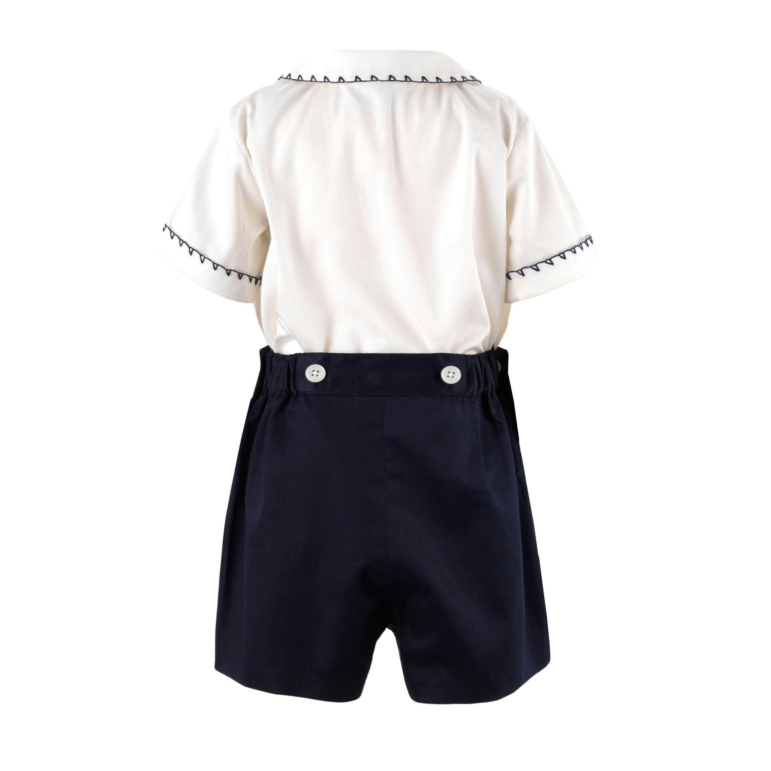 Peter Pan Collar Smocked Shirt And Short Set