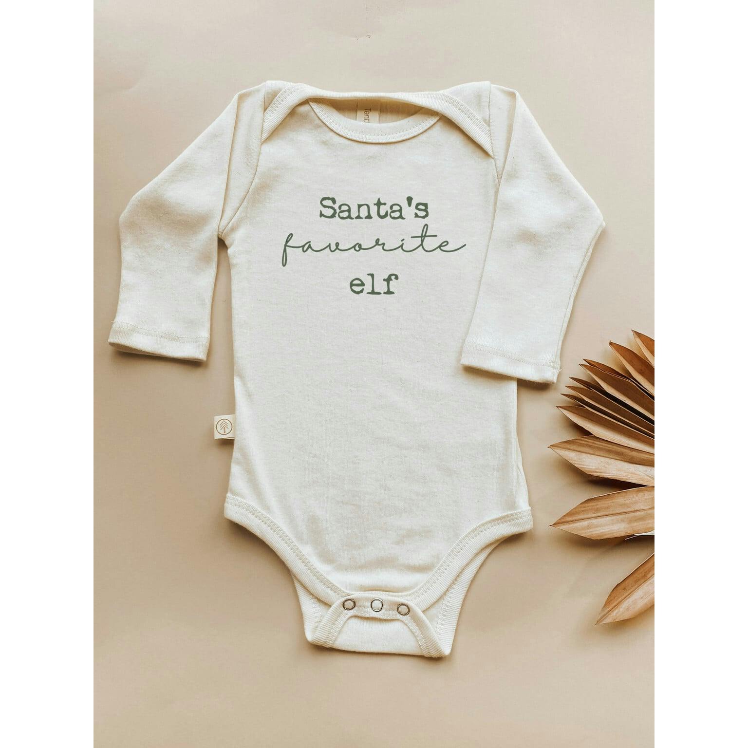 Santa's Favorite Elf Organic Baby Bodysuit Long Sleeve