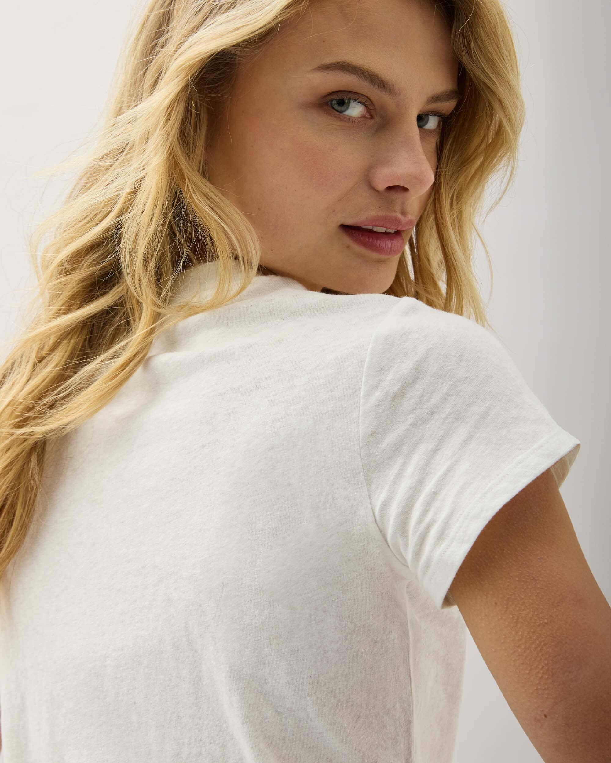 Womens Vintage Jersey Short Sleeve Tee - Recycled Cotton Jersey - White