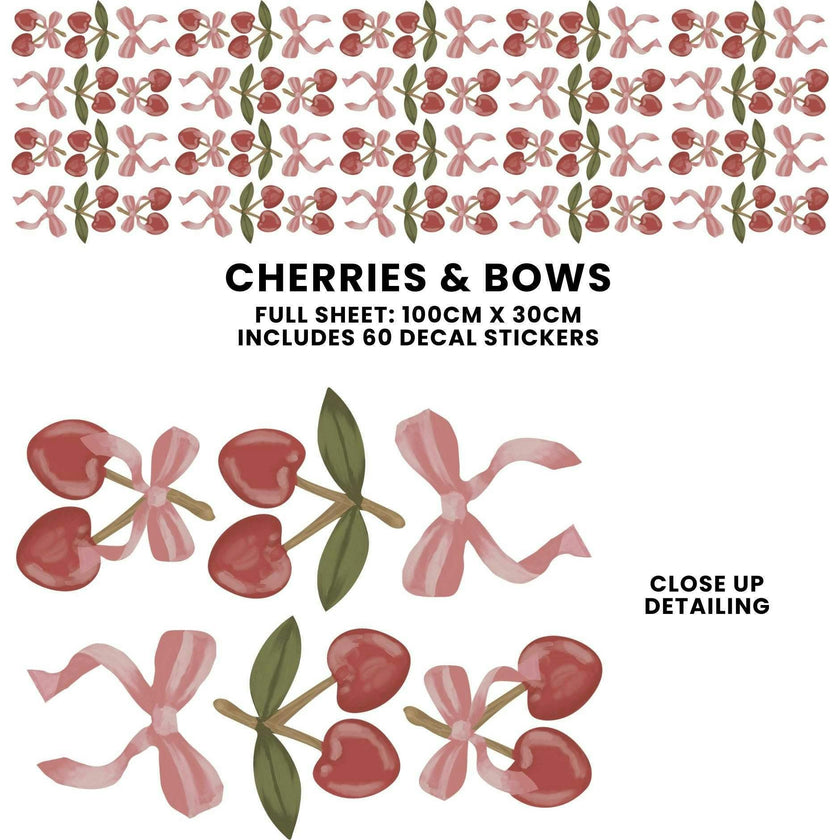 Peel & Stick Fabric Wall Stickers - Cherries & Bows