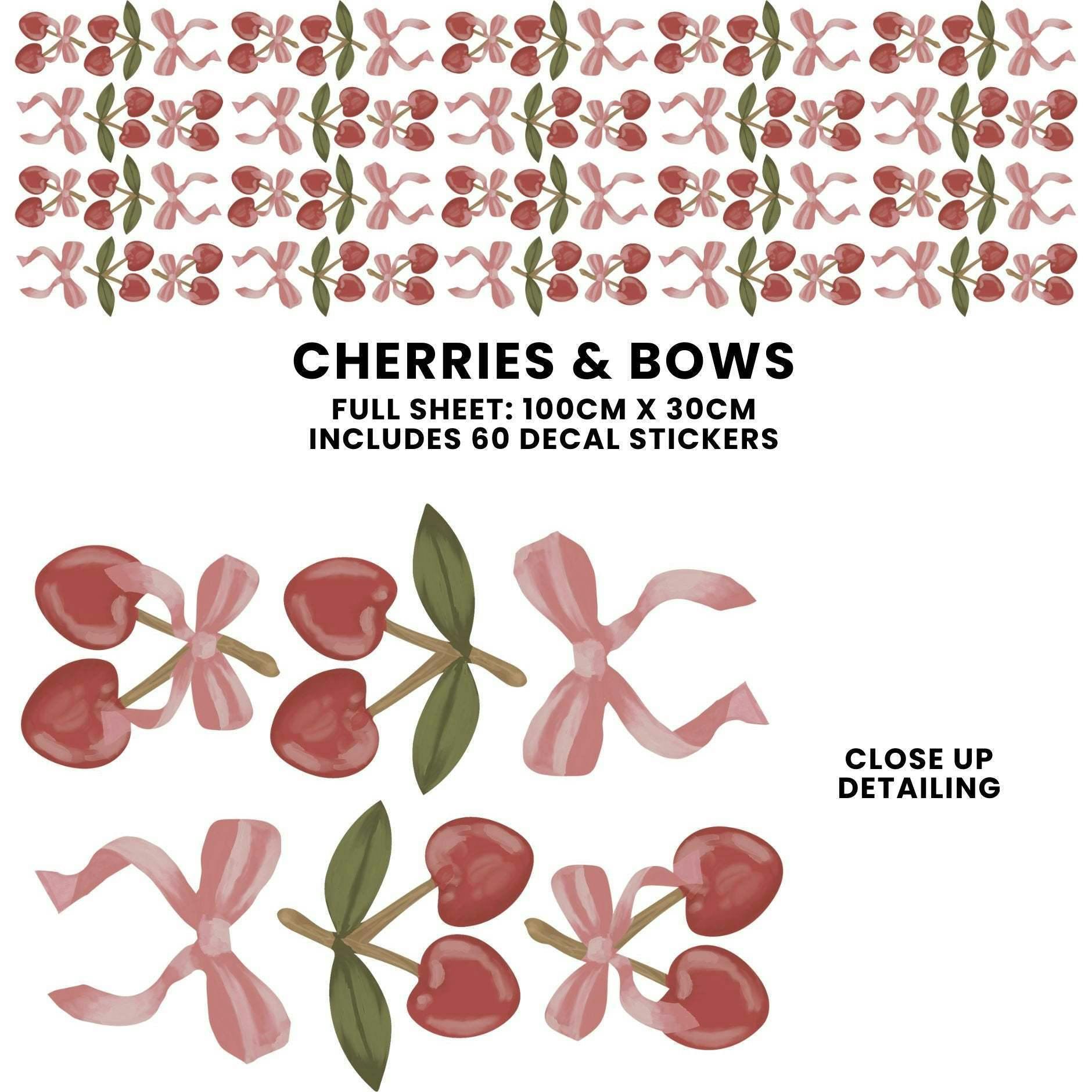 Peel & Stick Fabric Wall Stickers - Cherries & Bows