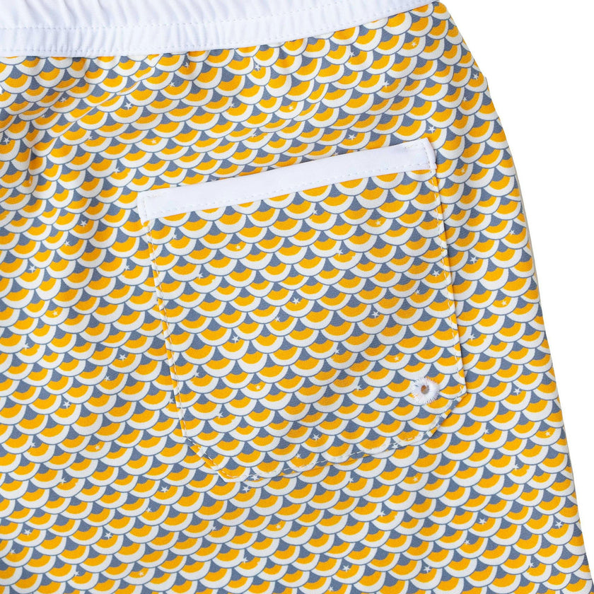 Swimshort Tommaso - Scales print mango yellow and pebble