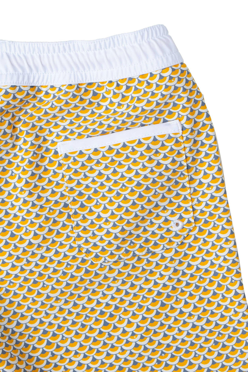 Swimshort Tommaso - Scales print mango yellow and pebble