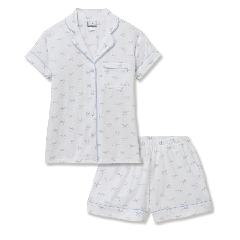Women's Pima Short Sleeve Short Set in Something Blue Bows