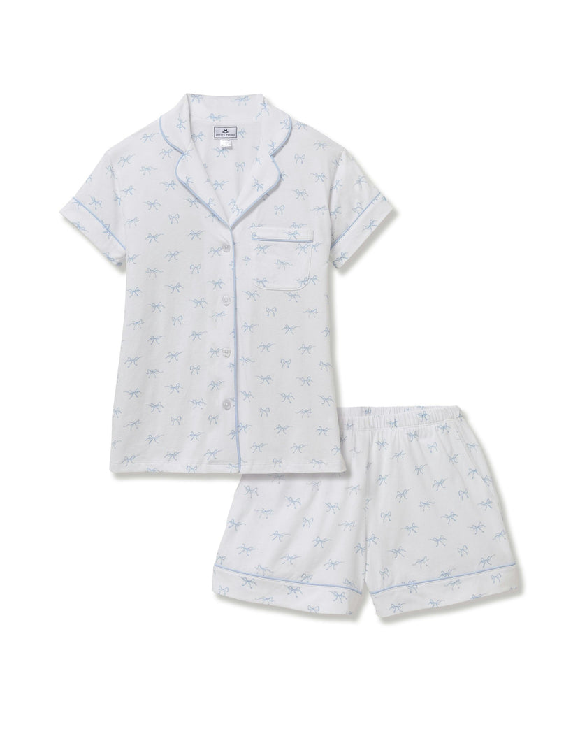 Women's Pima Short Sleeve Short Set in Something Blue Bows