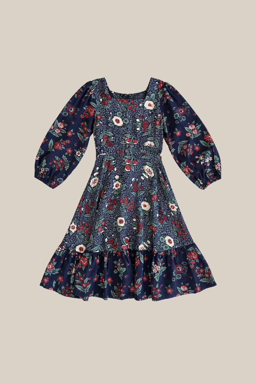 Mini Soleil Dress in Navy Etched Bloom
