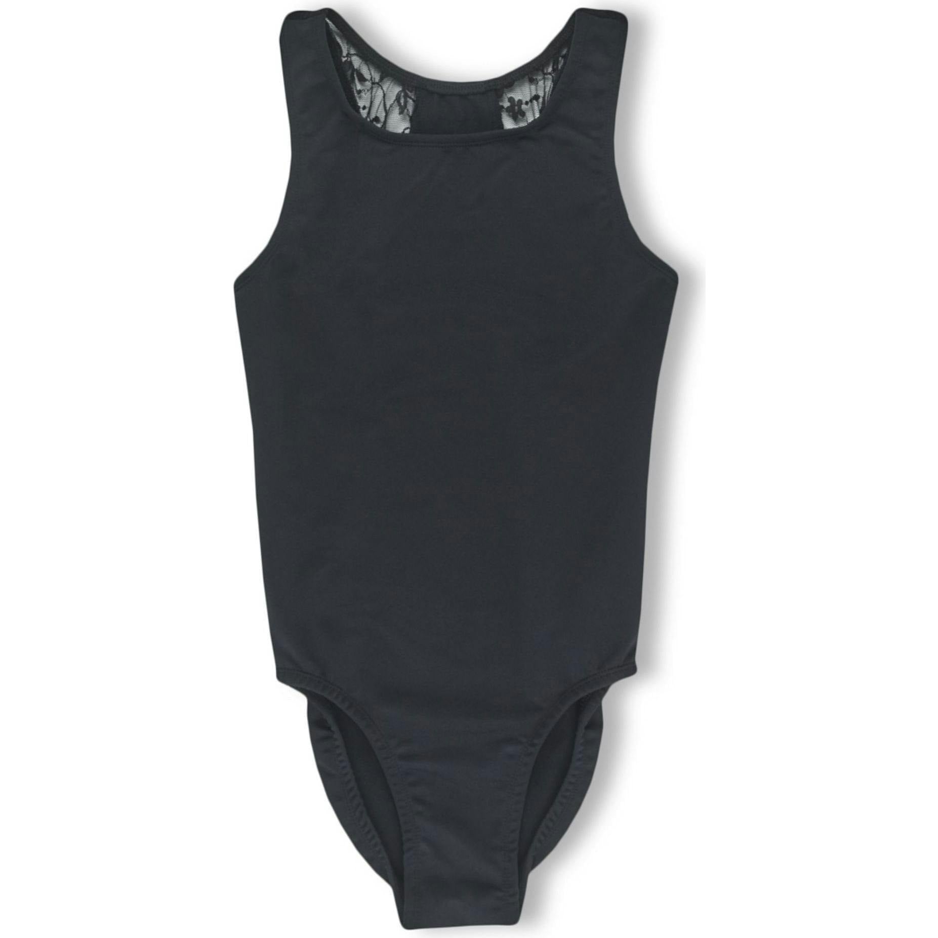Power Ballet Black Racer Back Leotard, Black