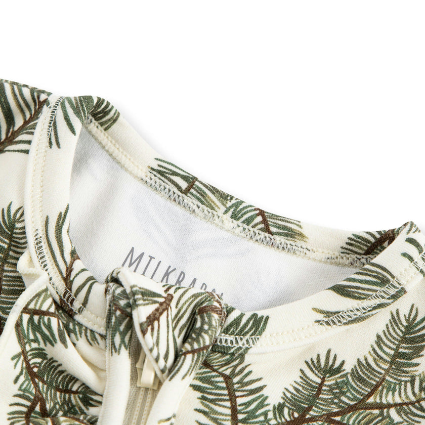 Pine Brushed Ruffle Footed Romper