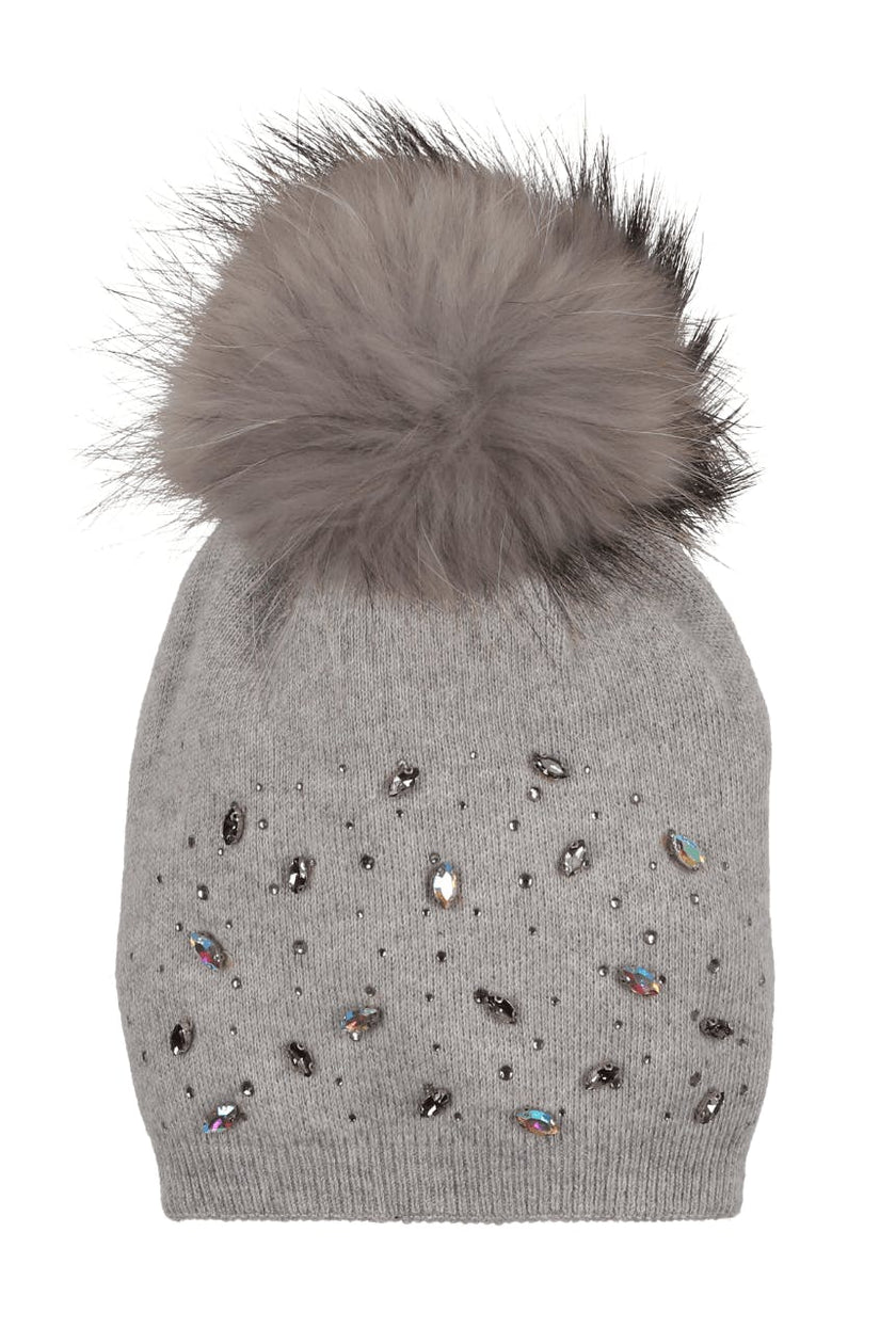 Rhinestone Embellished Hat (Snap On Pom Sold Separately)