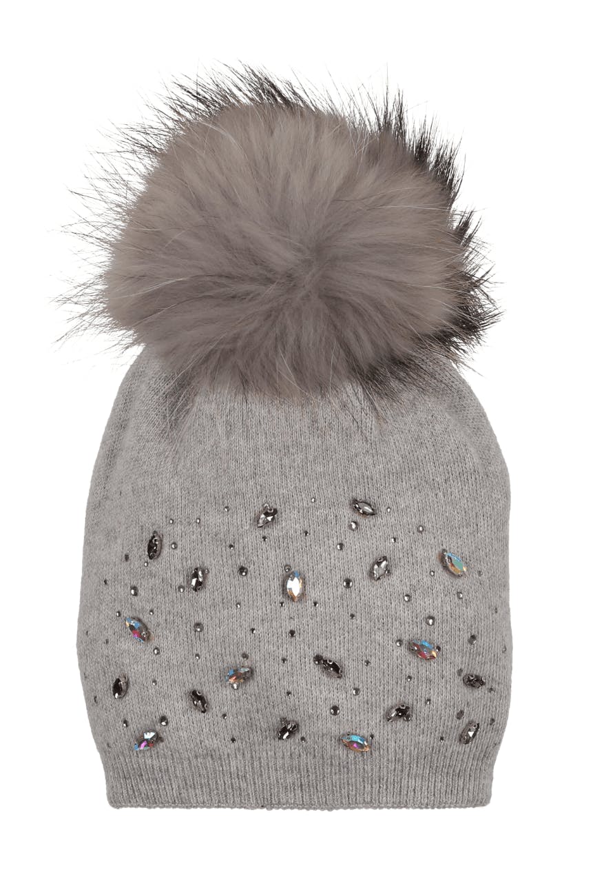 Rhinestone Embellished Hat (Snap On Pom Sold Separately)