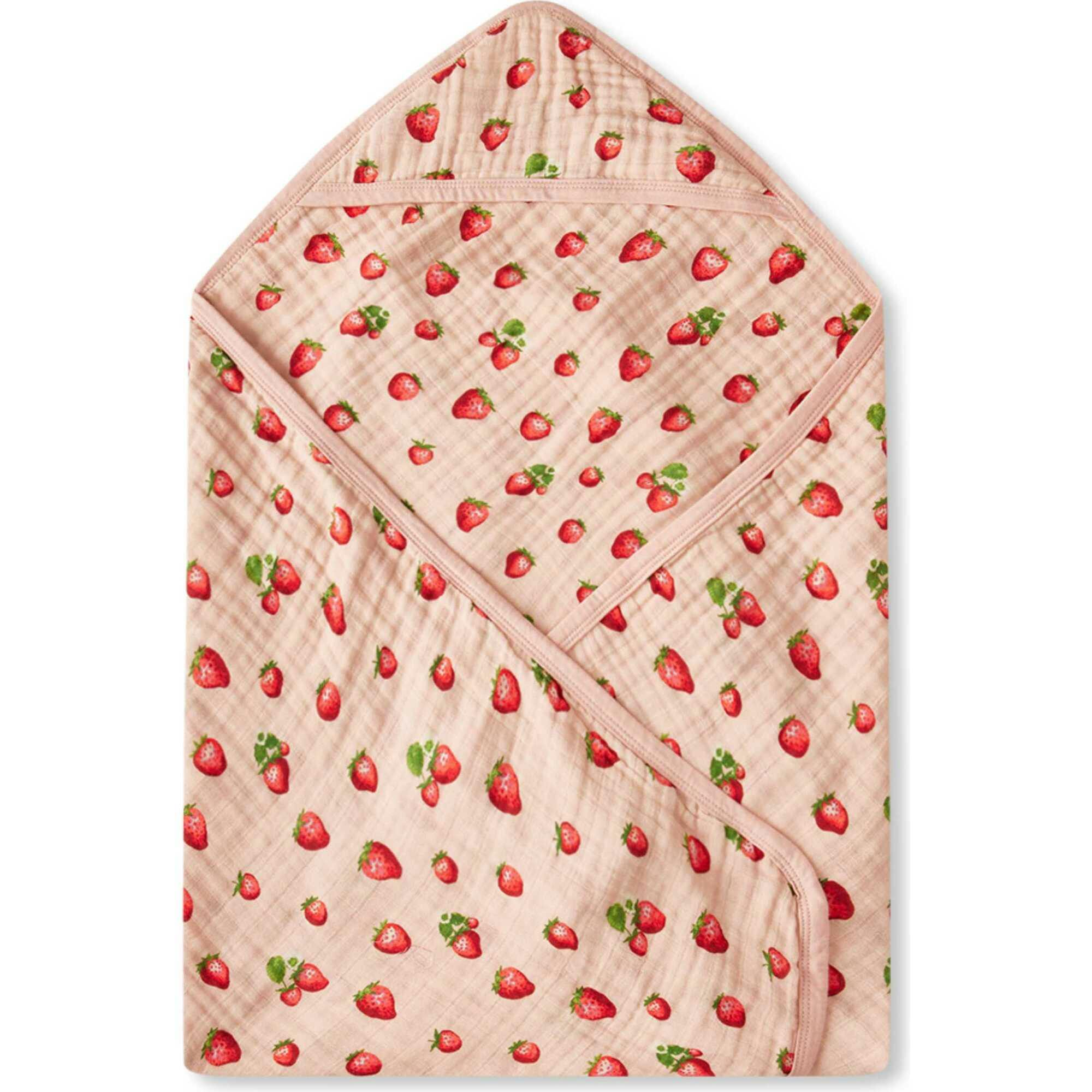Strawberry Organic Hooded Swaddle Blanket