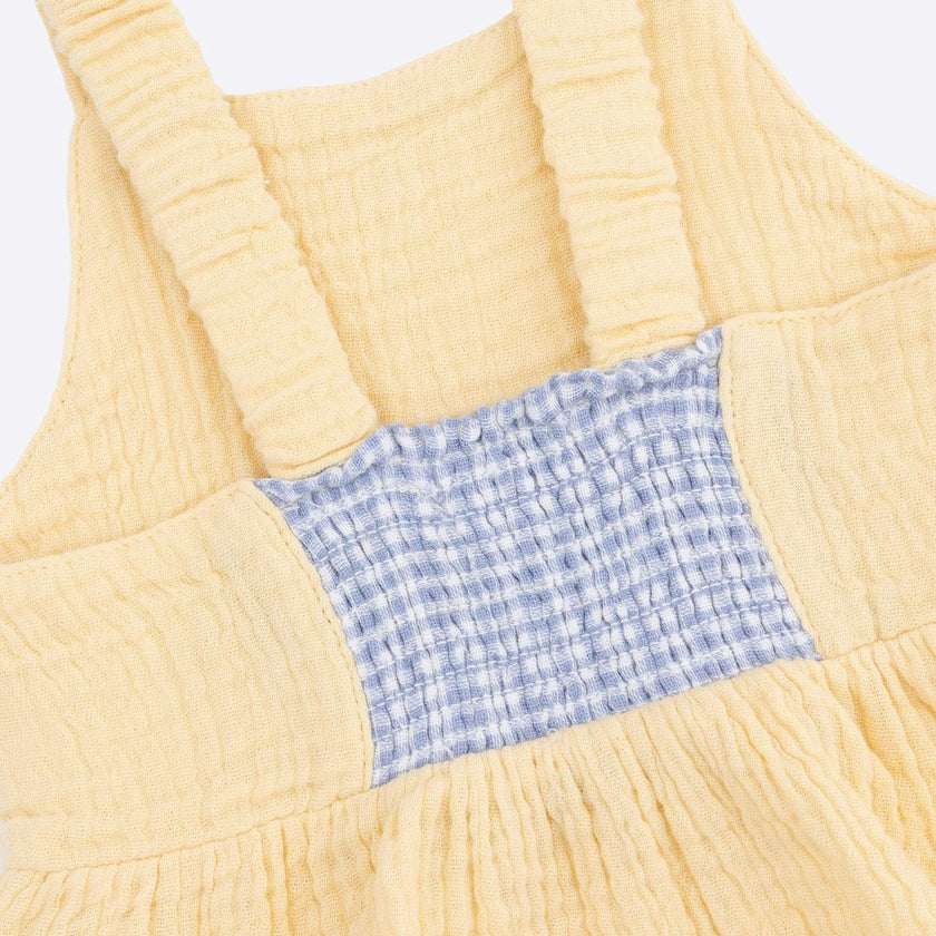 Micro Gingham Blue Blizzard - Peplum Tank with Wide Leg Pant