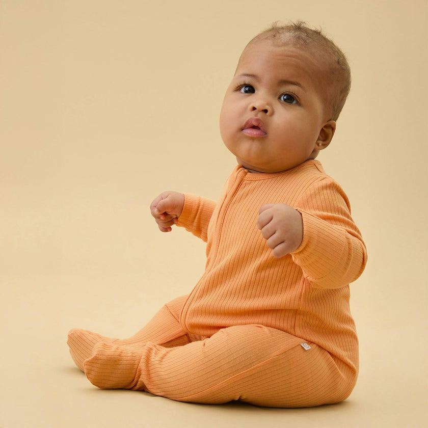 Ribbed Clever Zip Footed Baby Pajamas