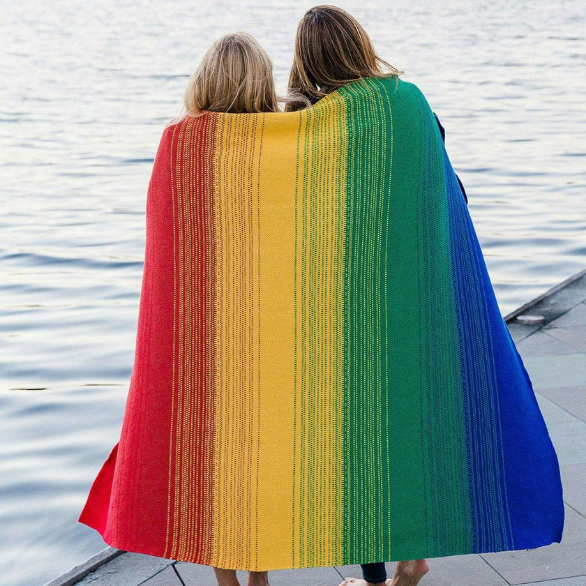 Custom Personalized Holiday | Stripes Sustainable Knit Throw Blanket - Pride for All