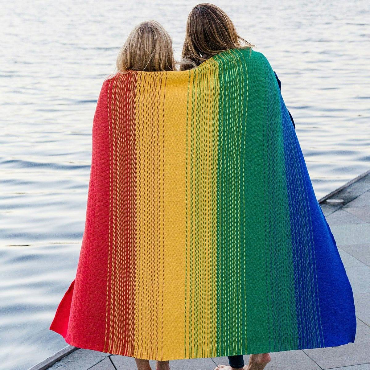Custom Personalized Holiday | Stripes Sustainable Knit Throw Blanket - Pride for All