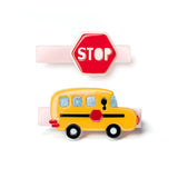 Bus Yellow & Red Stop Sign Hair Clips -BTS