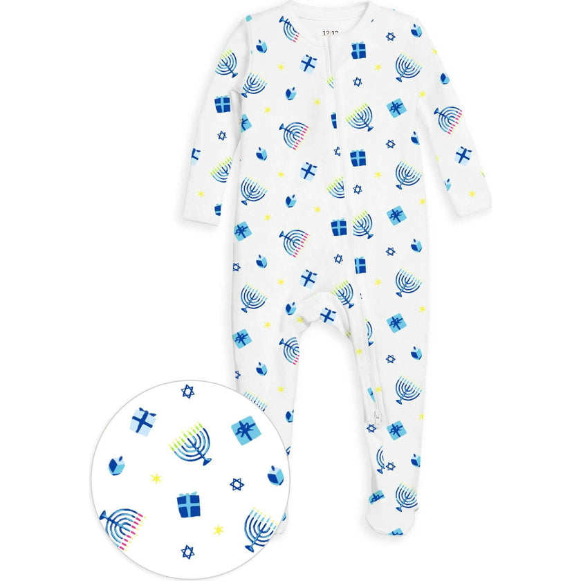 The Organic Zipper Footie [Happy Hanukkah]