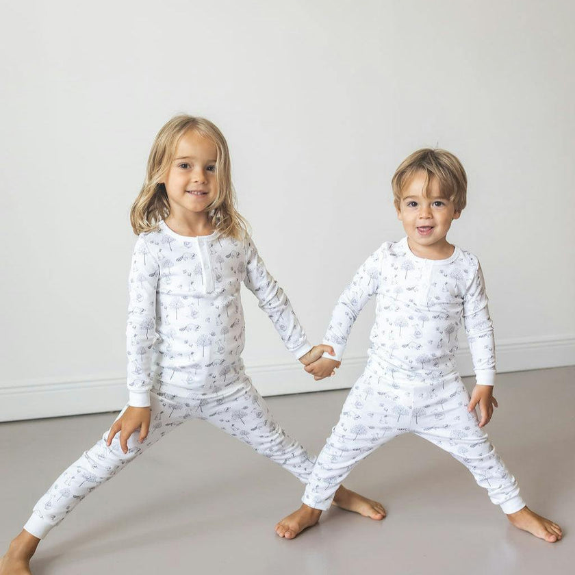 Gray Raccoon Pima Long Pajama Set