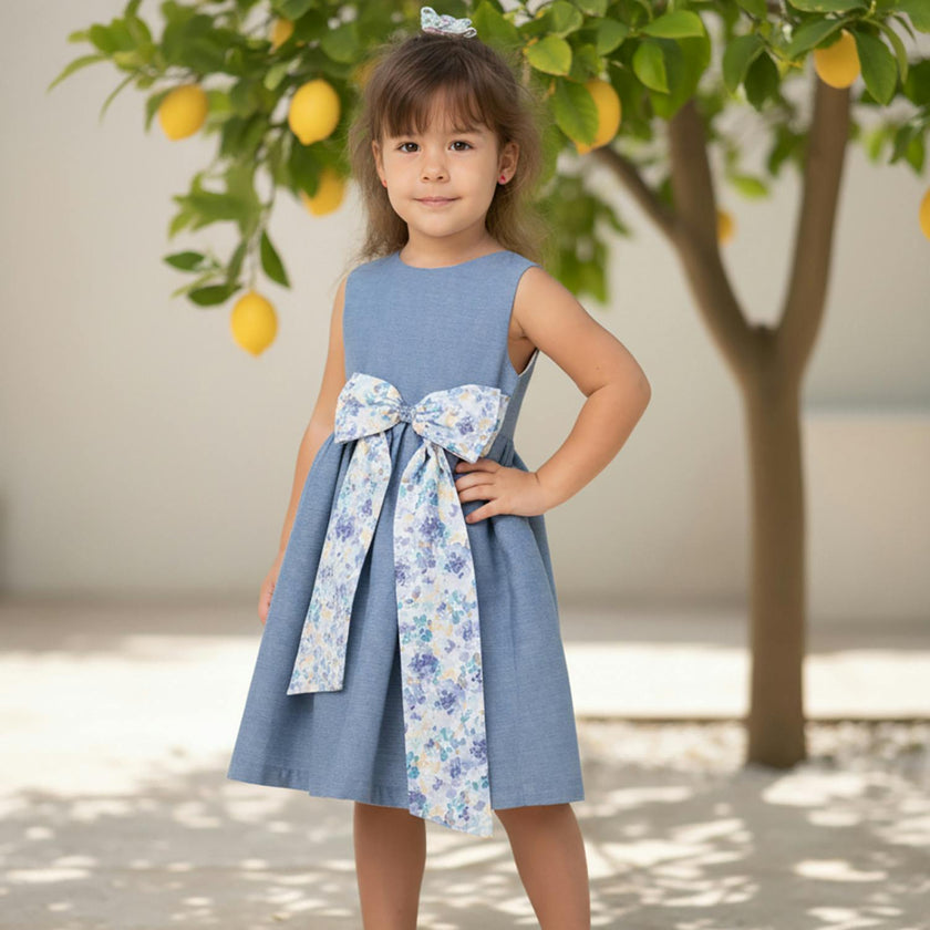 Etoile Girl Dress Sleeveless, Denim Fluid