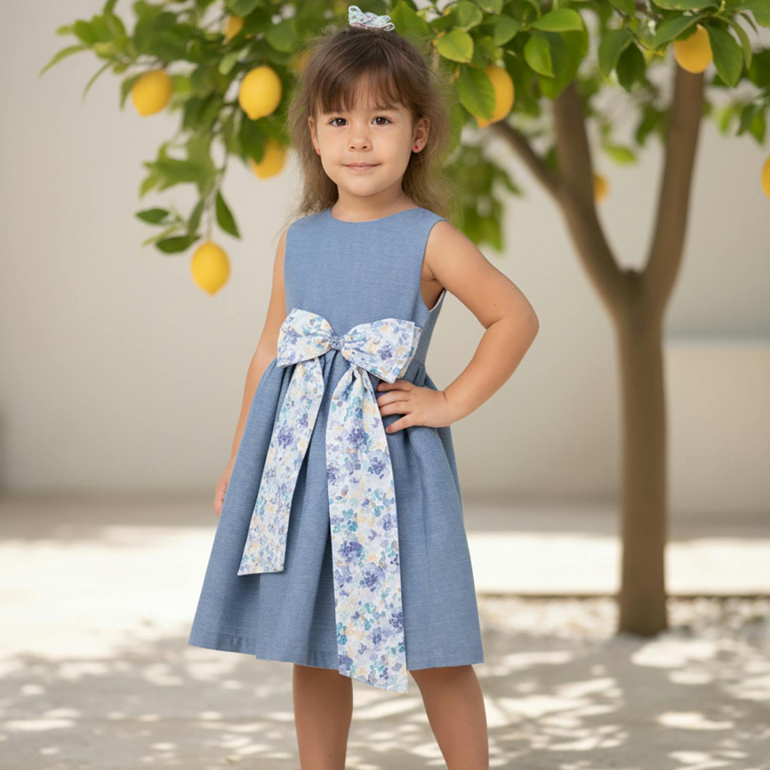 Etoile Girl Dress Sleeveless, Denim Fluid