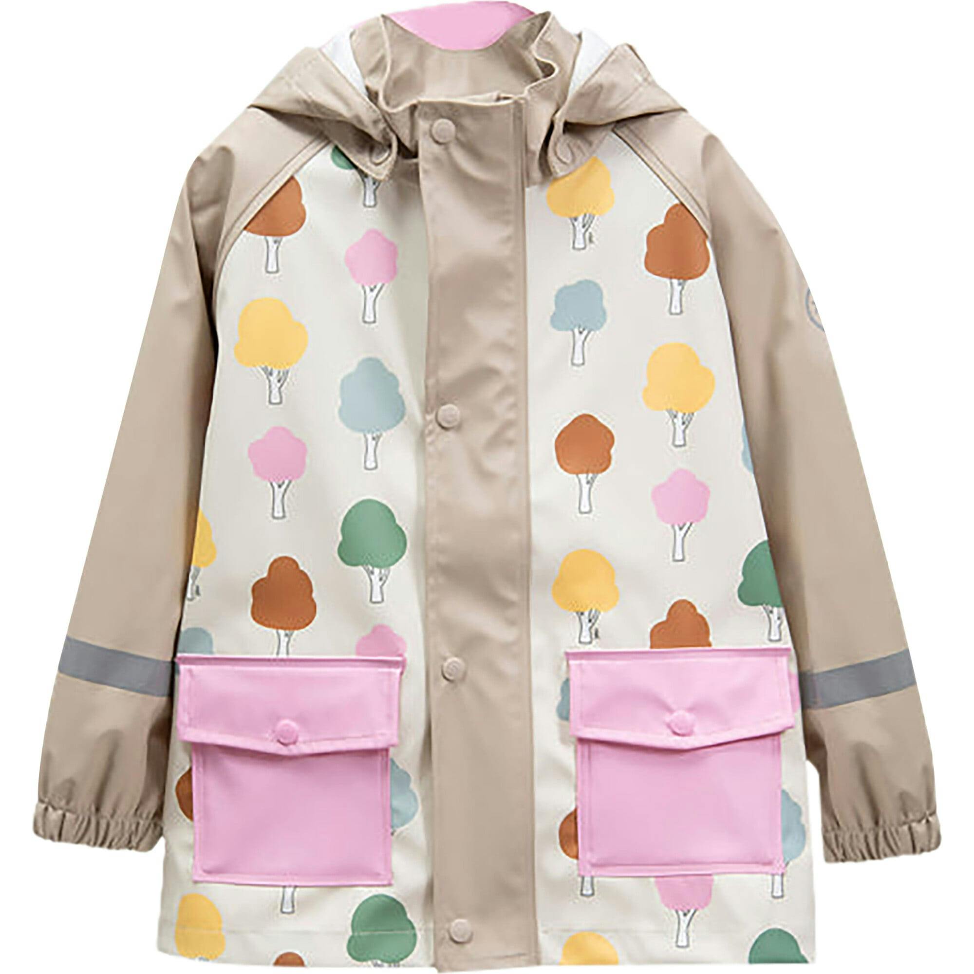 Tree Print Rain Hooded Jacket