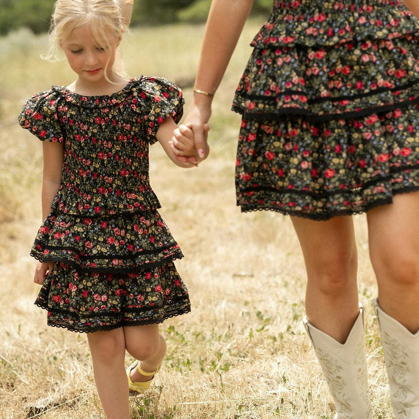 Mini Annalise Top in Obsidian Vintage Poppies