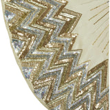 Handmade Christmas Tree Skirt - Hand Beaded Metallic Starburst on French Vanilla Silk