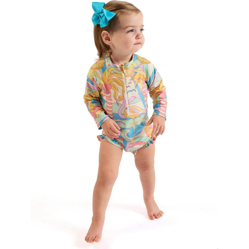 The Paradiso - Girls Rash Guard One Piece with Ruffle UPF 50+