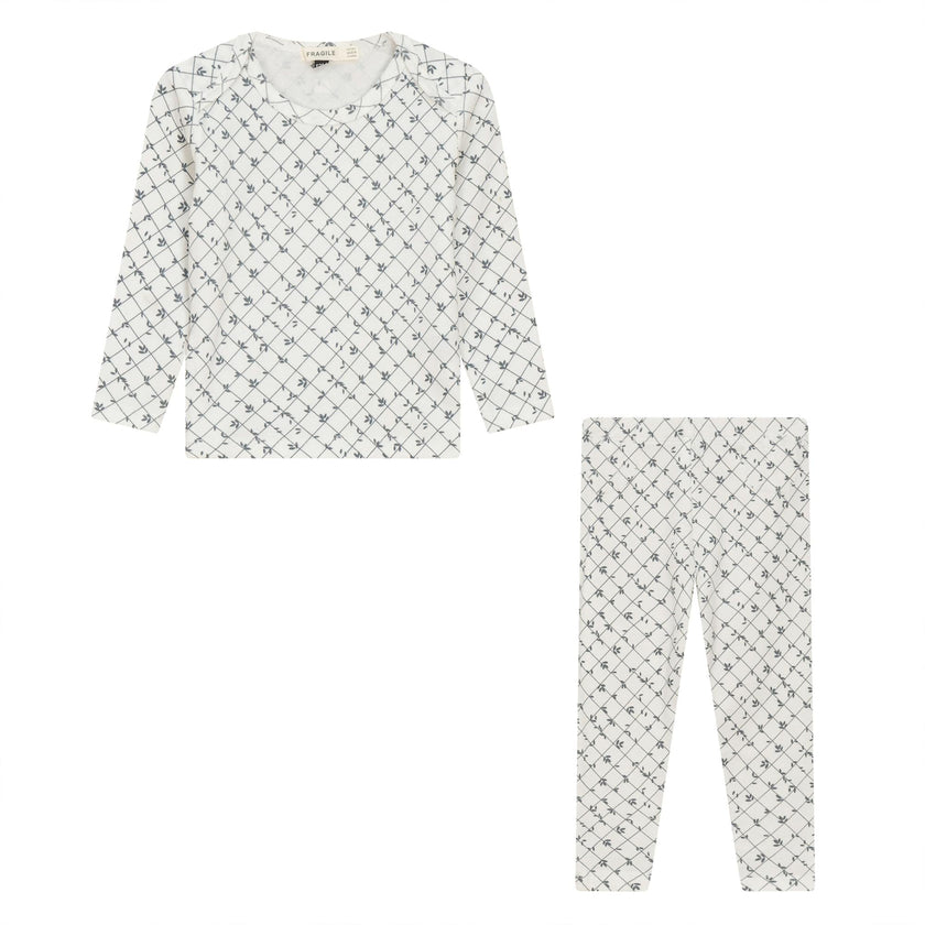 Printed Ribbed Elastic Waist Top and Pants Two Piece Set