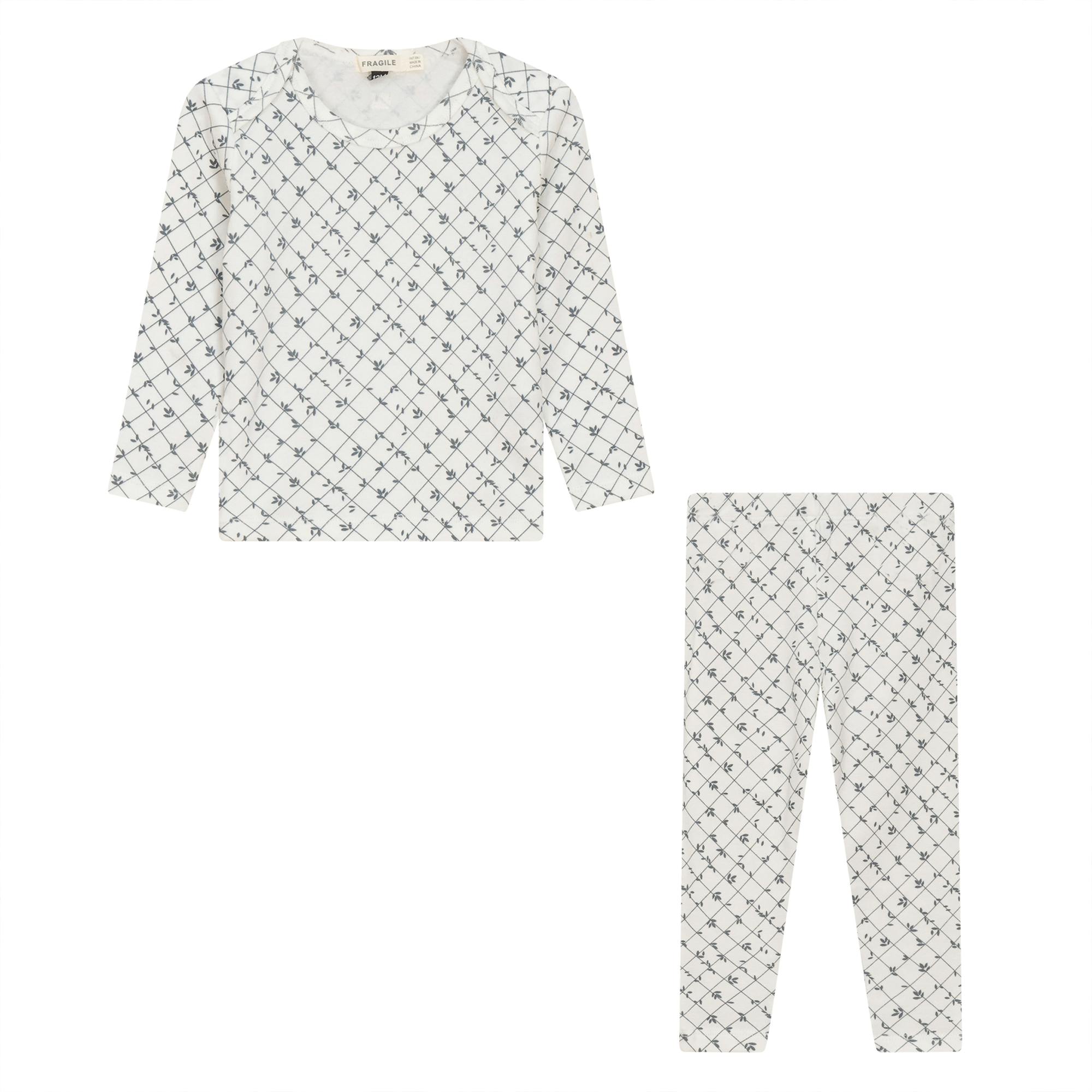 Printed Ribbed Elastic Waist Top and Pants Two Piece Set