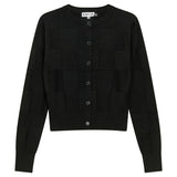 Checked Knit Cropped Cardigan