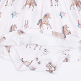 I Love Horses - Long Sleeve Ruffle Bodysuit Dress