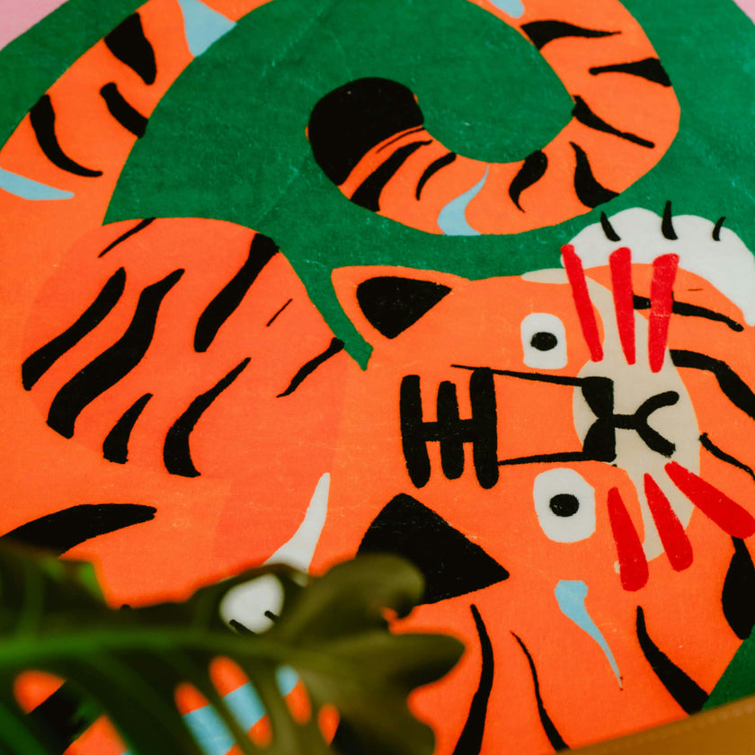 Oval Tiger Area Rug by Lu Yang