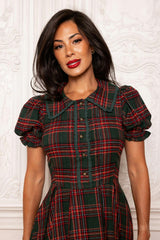 Sophia Dress in Evergreen Plaid