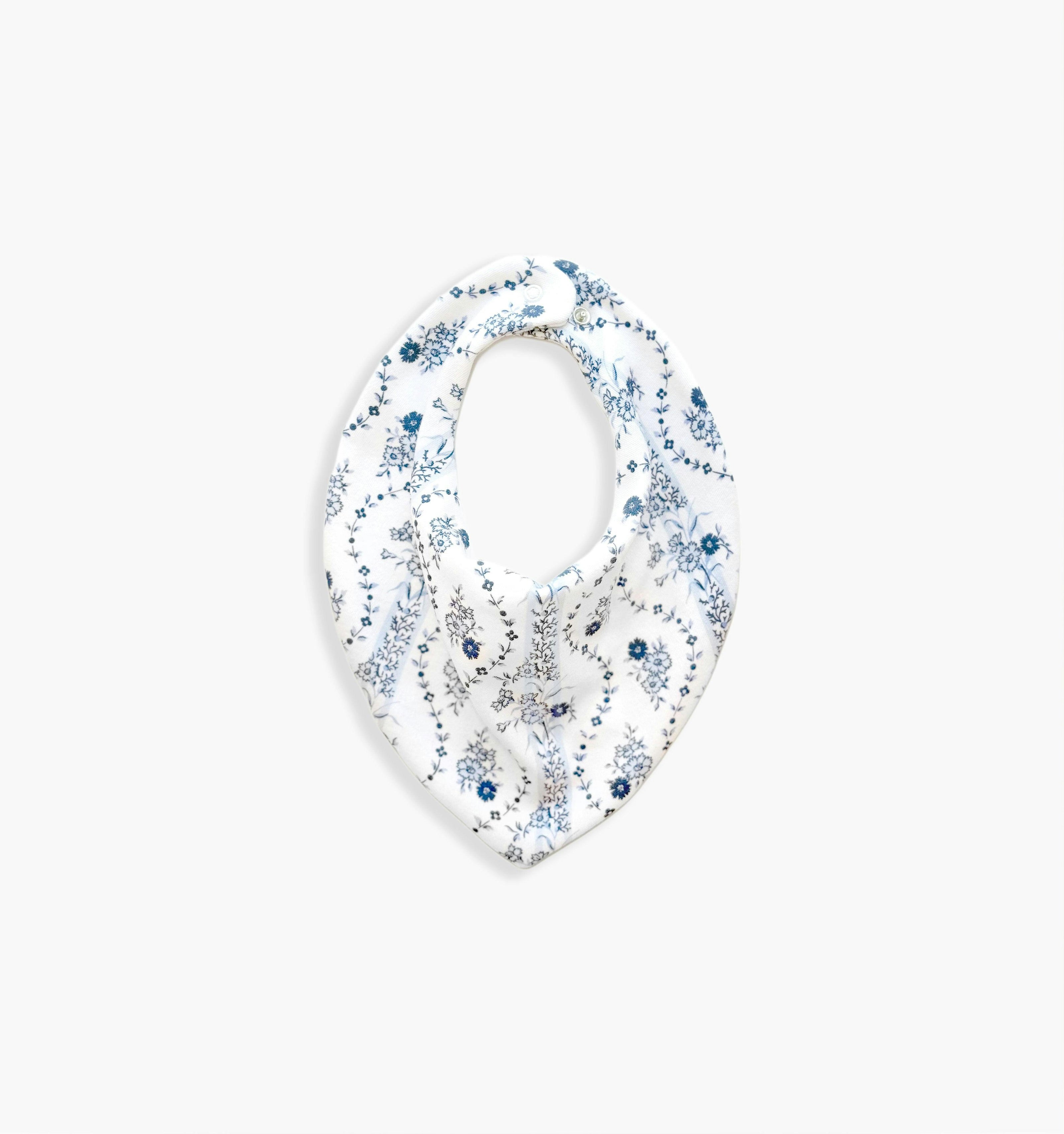 The Bandana Bib - Blue Vine Stripe