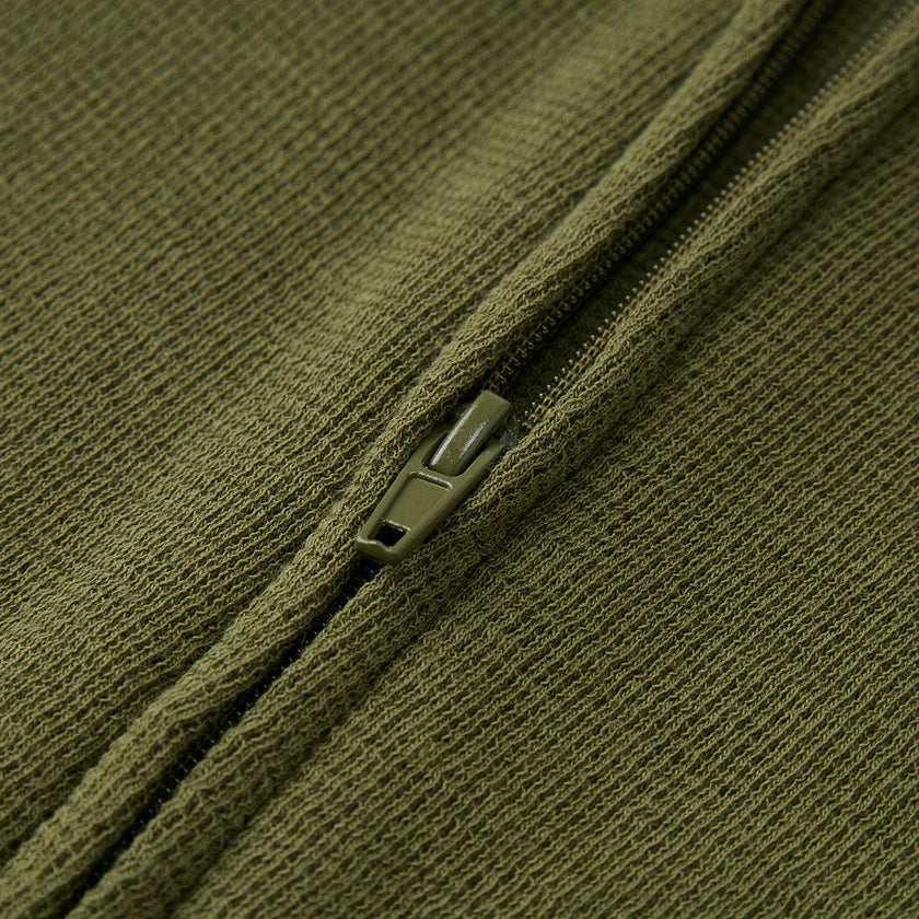 Olive Waffle Zipper Pajama