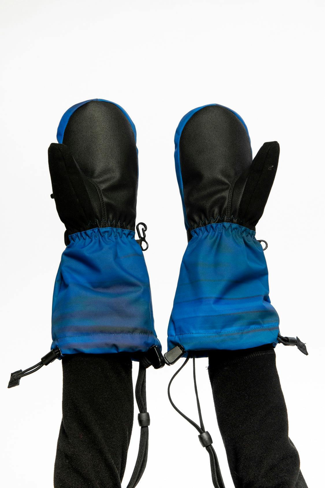 Teknik Winter Mittens Blue with Black Stripes