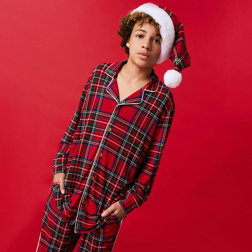 Red Tartan Plaid Men's Relaxed Pant Luxe Loungewear