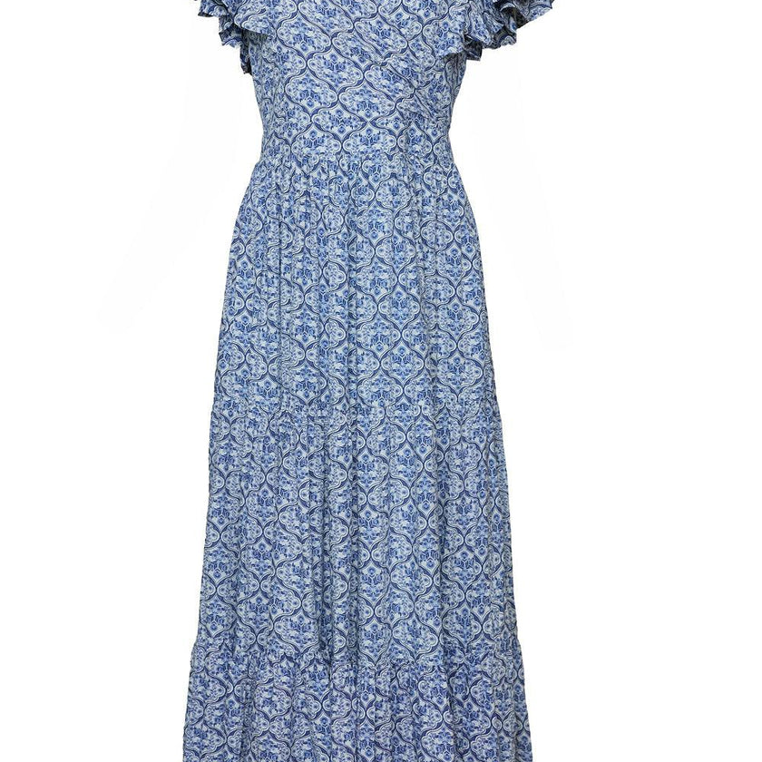 Trixie Dress in Blue Moroccan Tile
