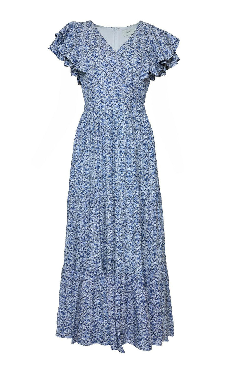 Trixie Dress in Blue Moroccan Tile