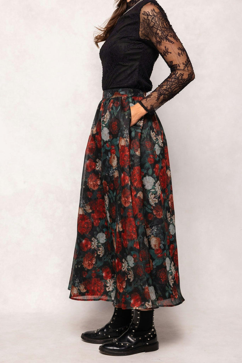 Vanessa Skirt in Midnight Roses