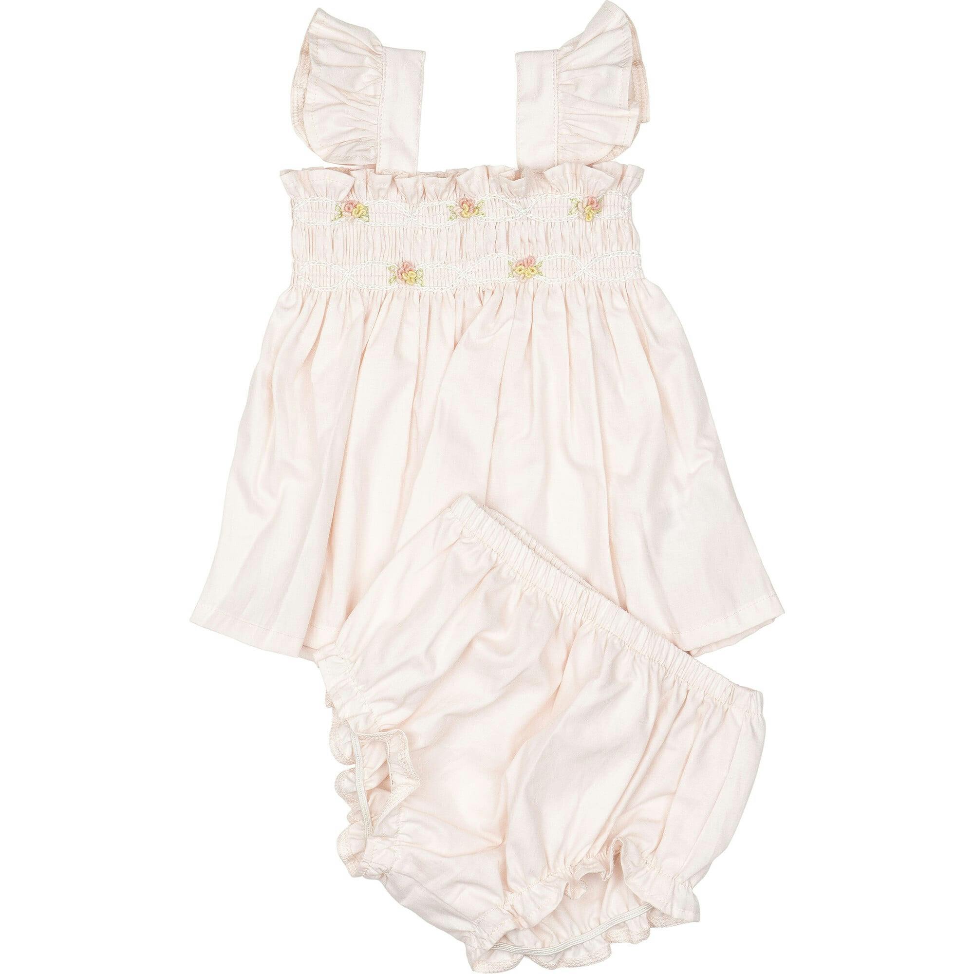 Embroidered Flutter Set in Pink