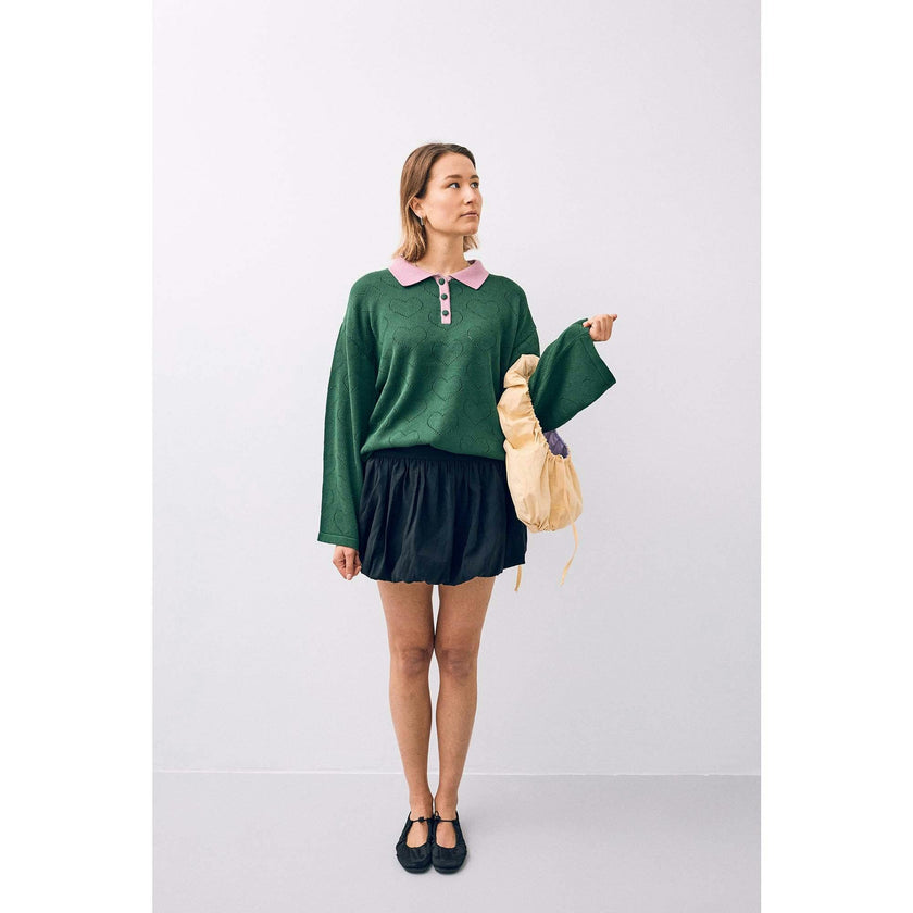 women's cotton sweater - emerald hearts